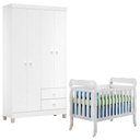 Ver imagem 1 de Berço Americano Lila e Guarda Roupa Ternura Baby 4 Portas Branco Brilho - Incorplac