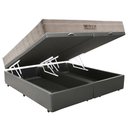 Ver imagem 5 de Cama Box Baú Queen Sintético Bipartido + Colchão Ortobom Airtech Molas Ensacadas 158x198x65:Cinza