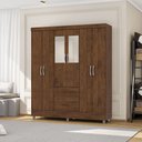 Ver imagem 2 de Guarda Roupa Casal Abruzzo 6 Portas de Bater 2 com Espelhos 2 Gavetas Nogueira G98 - Gran Belo