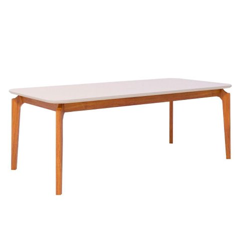 Mesa de Madeira para Sala de Jantar Tampo Mdf/vidro Temperado 2,10 Off White Ficus Natuame
