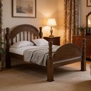 Ver imagem 2 de Cama Casal Queen em Madeira Maciça Torneada Peseira Alta 160cm Eliabe B07 Castanho - Lyam Decor