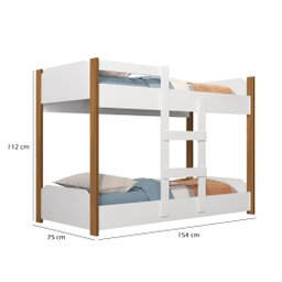 Beliche Infantil com Escada e Grade Reforçada Segura 100%MDF:‎ Branco/Jequitibá - 3