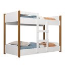 Ver imagem 2 de Beliche Infantil com Escada e Grade Reforçada Segura 100%MDF:‎ Branco/Jequitibá