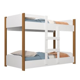 Beliche Infantil com Escada e Grade Reforçada Segura 100%MDF:‎ Branco/Jequitibá - 2