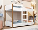 Ver imagem 1 de Beliche Infantil com Escada e Grade Reforçada Segura 100%MDF: Branco/Jequitibá