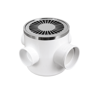 Caixa Sifonada Redonda Três Entradas 100 x 100 x 50mm Com Grelha Cromada Durín