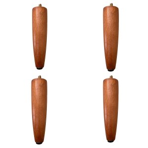 Kit 4 Pés Palito 15cm Madeira Castanho para Puff Poltrona Móveis Rack