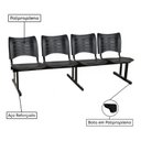 Ver imagem 3 de Cadeira Longarina para Recepção Iso 4 Lugares em Polipropileno Branco