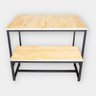 Mesa De Jantar Industrial 4 Lugares 100x75cm Madeira Pinus 18mm + 1 Banco - 2