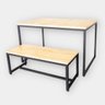 Mesa De Jantar Industrial 4 Lugares 100x75cm Madeira Pinus 18mm + 1 Banco - 1