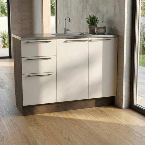 Balcão 120cm 2 Portas 3 Gavetas Cozinha Lisboa sem Tampo