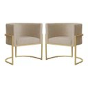 Ver imagem 1 de Kit 2 Poltronas Decorativas Base Metal para Sala Jantar Estar Recepção Clínica Consultório Capuccino