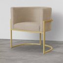 Ver imagem 4 de Kit 2 Poltronas Decorativas Base Metal para Sala Jantar Estar Recepção Clínica Consultório Capuccino