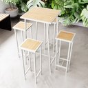 Ver imagem 1 de Conjunto Mesa Bar Bistrô Pinus Alta Industrial White 4 Bancos Don Castro Decor