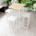 Ver imagem 2 de Conjunto Mesa Bar Bistrô Pinus Alta Industrial White 4 Bancos Don Castro Decor