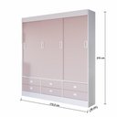 Ver imagem 3 de Guarda Roupa Solteiro Percasa 3 Portas de Correr 6 Gavetas Branco Rosa