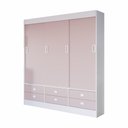 Ver imagem 1 de Guarda Roupa Solteiro Percasa 3 Portas de Correr 6 Gavetas Branco Rosa