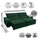 Ver imagem 3 de Sofá Elegance Retratil e Reclinavel 2,32 Mts Veludo Verde