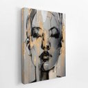 Ver imagem 2 de Quadro Mulher Dourada Desenho Artístico Canvas 100x70cm