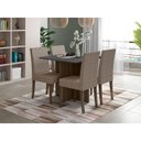 Ver imagem 6 de Mesa de Jantar 120cm Helo com Vidro Amêndoa Grafite com 4 Cadeiras Jade Bordada Amêndoa Cappuccino –