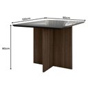 Ver imagem 2 de Mesa de Jantar 120cm Helo com Vidro Amêndoa Grafite com 4 Cadeiras Jade Bordada Amêndoa Cappuccino –