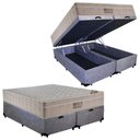 Ver imagem 1 de Cama Box Baú Casal Suede Bipartido + Colchão Ortobom Airtech Molas Ensacadas 65x138x188 Cinza