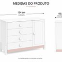 Ver imagem 3 de Cômoda Infantil 4 Gavetas com Porta e Cabideiro Linha Luna Branco/Neve/Renda