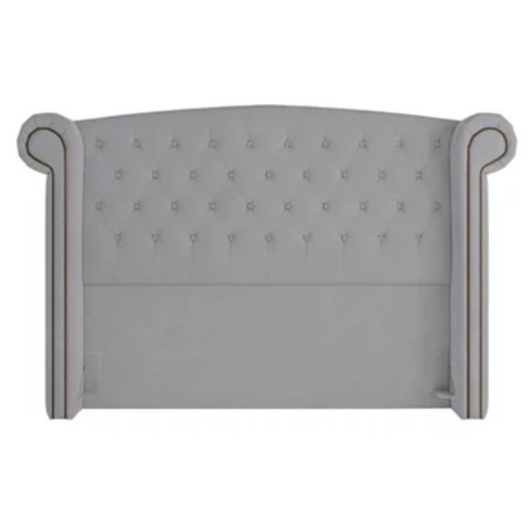 Cabeceira Estofada Box Queen Valência 1,60 Cm - 940 Veludo Cinza