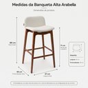 Ver imagem 2 de Kit 02 Banquetas Altas Arabella Madeira Maciça Estofada Encosto Curvo Linho Cru - Desk Design
