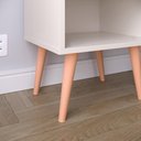 Ver imagem 4 de Kit Quarto 2 Mesas Cabeceira Pequena Retrô Painel Suspenso Cama Box Casal Queen 1,6