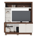 Ver imagem 1 de Estante Toledo C/ Portas e Compartimentos Sala de Estar P/ Tvs Nogueira Real / Off White