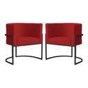 Ver imagem 1 de Kit 2 Poltrona Luana Suede Vermelho Base Preto Luxo - Fm