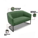 Ver imagem 3 de Sofá Namoradeira 2 Lugares Base Industrial Preto Stella Suede D03 - D'Rossi Cor Verde