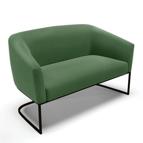 Sofá Namoradeira 2 Lugares Base Industrial Preto Stella Suede D03 - D'Rossi Cor Verde