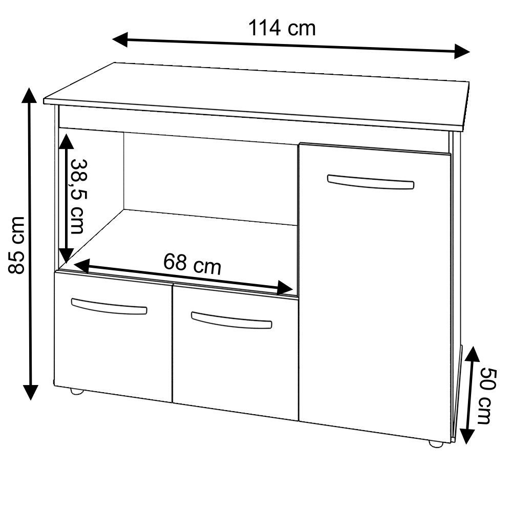 Balcão Armário Gabinete de Cozinha para Microondas e Forno Elétrico 3 Portas Lilian Mobília Decor Br - 6