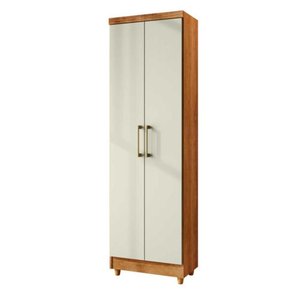 Armário Multiuso Sapateira 2 Portas 5 Divisórias Compacto Cedro Areia