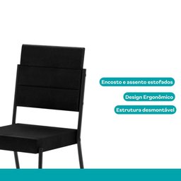 Conjunto Sala de Jantar 4 Cadeiras Dália Carraro Nogal Preto - 9