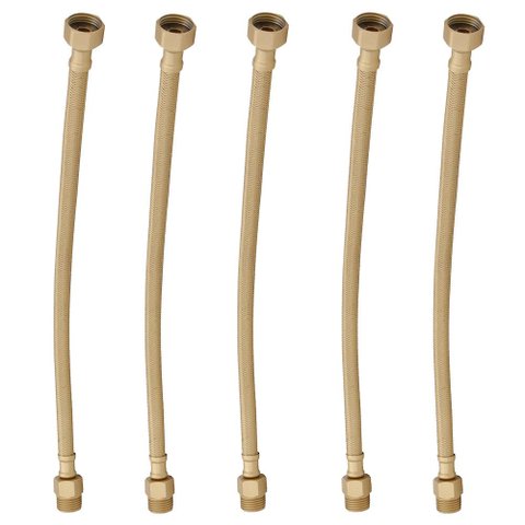 Kit 5 Engate Mangueira Flexível Dourado Trançado Inox 60cm
