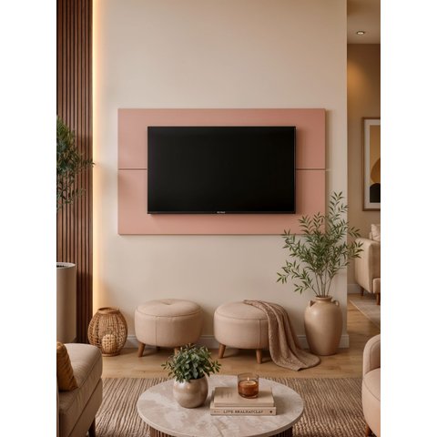Painel para TV 150cm Retro MDF Rosa Dallas - On Móveis