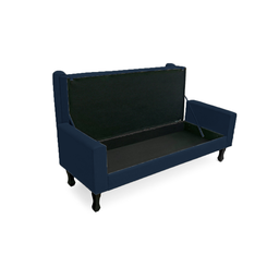 Recamier Sofá Fênix Baú Estofado 195cm Suede Azul Marinho - DL Decor - 2
