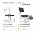 Ver imagem 5 de Kit 8 Cadeiras Flora de Cozinha e Sala de Jantar Reforço Cromada Assento e Encosto Preto