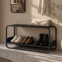 Ver imagem 4 de Banco Sapateira para Hall de Entrada 90cm Orgânico Industrial Alek A03 Nero Preto - Lyam Decor