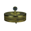 Ver imagem 1 de Bomboniere Potiche Decorativo Dourado em Metal e Cristal para decora a sua Mesa - 11x15x15cm