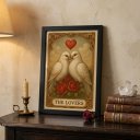 Ver imagem 2 de Quadro Tarot The Lovers Pombinhos 24x18cm Mold Preta