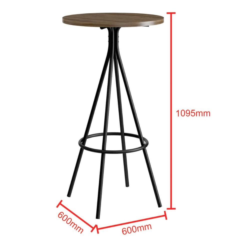 Mesa Bistrô Alta Redonda Mdp 109,5 X 59cm para 2 Pessoas Leg Cor:legno com Preto - 5