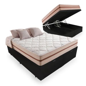Cama Box Baú Queen + Colchão de Molas Ensacadas Anjos Classic 158cm