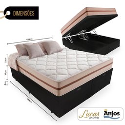 Cama Box Baú Queen + Colchão de Molas Ensacadas Anjos Classic 158cm - 2
