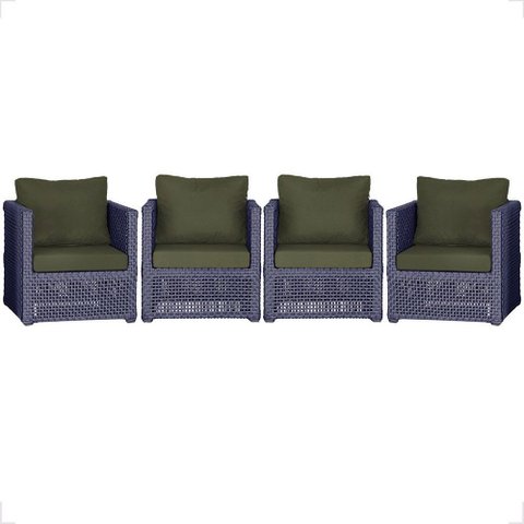4 Poltronas Madri Alumínio Corda Náutica Estofado 13 Trama Original