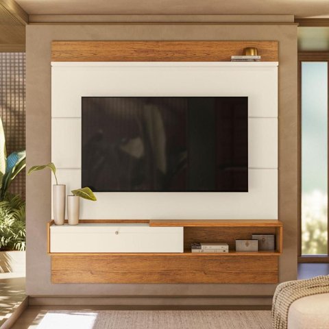 Rack Suspenso Triunfo para TV Off White Canela