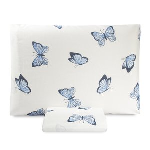 Par Fronha para Travesseiro Avulsa Algodão Essencialle 70cm X 50cm:borboletas Azuis